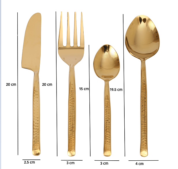 Artisan Dot Hammered Gold Cutlery Set