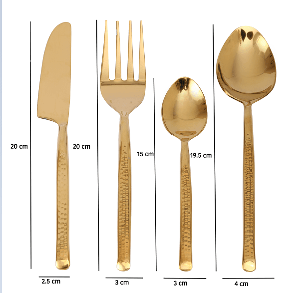 Artisan Dot Hammered Gold Cutlery Set - Ouch Cart