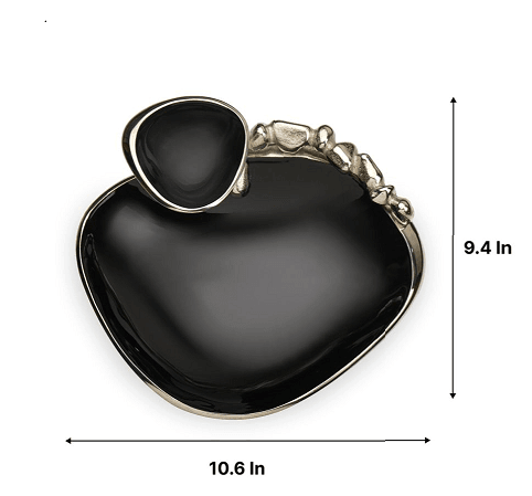 Stones Serving ware Jet Black enamle - Chip & Dip Platter - Ouch Cart