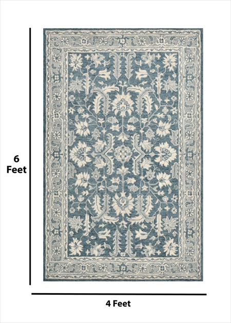 Saraswati Global Rug , Handmade Area Rug, 4x6 Feet, Wool & Viscose Rug, Luxurious Anti-Skid & Anti Slip Backing Carpet , Ideal for Bedroom, Living Room, and Dining Room, Kids Room, Office Rug.