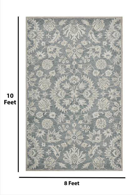 Saraswati Global Rug Luxury Handcrafted Floral Area Rug, 8x10, Premium Wool, Anti-Skid & Anti Slip Cotton Backing Carpet , Ideal for Bedroom, Living Room, and Dining Room, Kids Room, Office.