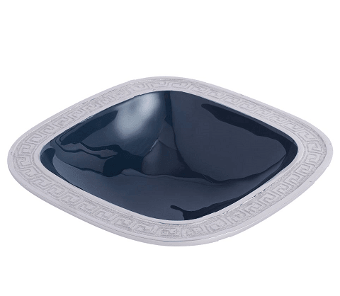 Versace Design Bowl in Blue Enamle & Silver Finish - Ouch Cart