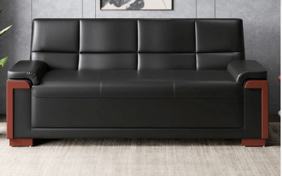 Leatherette 3 Seater Sofa in Black Colour - Ouch Cart