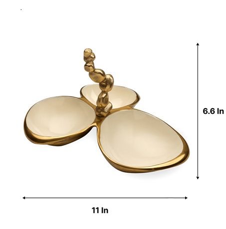 Stones Servingware Ivory enamle - Triple Bowl Platter