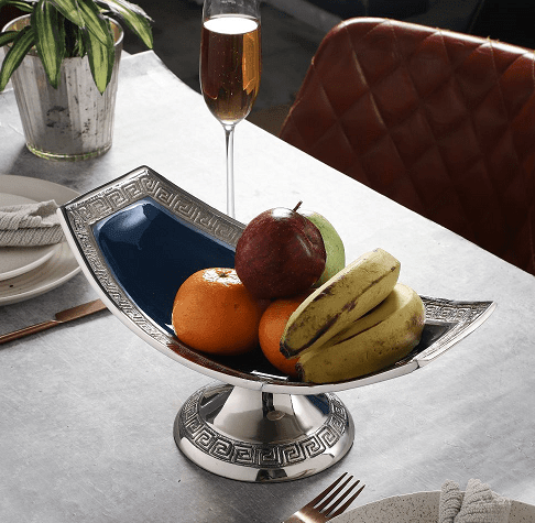 Versace Design Platter in Blue Enamle & Gold Finish - Ouch Cart