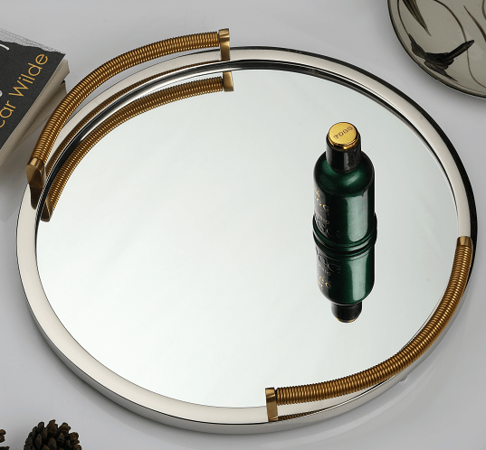 Allie Mirror Tray Gold Silver Large Size