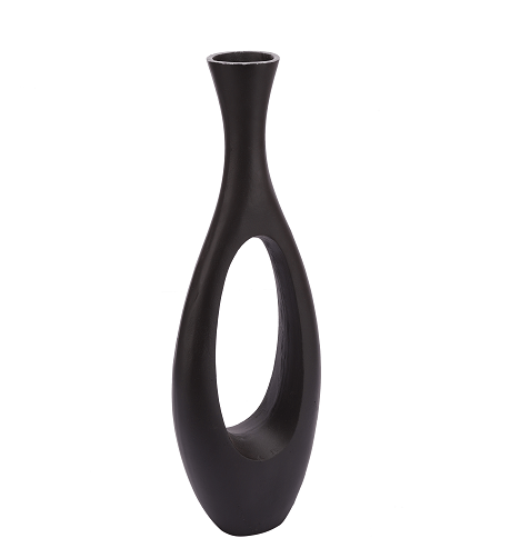 Oblong Vase in Raw Black Finish Small Size