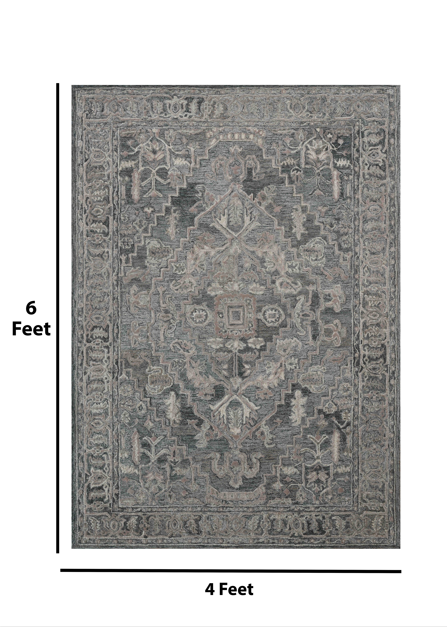 Saraswati Global Rug , Handmade Area Rug, 4x6 Feet, Wool & Viscose Rug, Luxurious Anti-Skid & Anti Slip Backing Carpet , Ideal for Bedroom, Living Room, and Dining Room, Kids Room, Office Rug.
