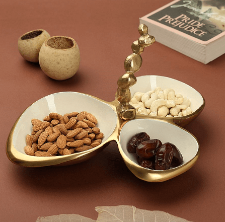 Stones Servingware Ivory enamle - Triple Bowl Platter