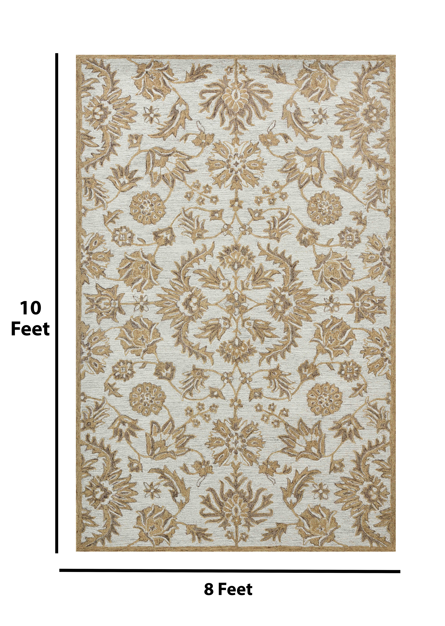 Handmade Indian Premium Wool Rug, comfortable and stylish Rug,8x10 Feet, Anti-Skid & Anti Slip Backing Carpet , Ideal for Bedroom, Living Room, Dining Room, Kids Room, Office, Saraswati Global Rug.