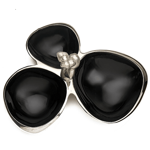 Stones Servingware Jet Black enamle - Triple Bowl Platter - Ouch Cart