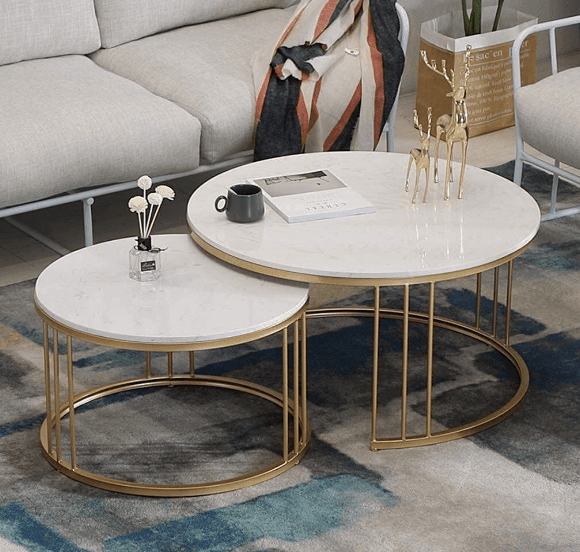 Round Nesting Coffee Table for Living Room - Ouch Cart