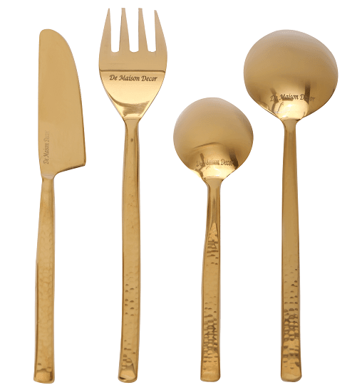 Artisan Dot Hammered Gold Cutlery Set - Ouch Cart