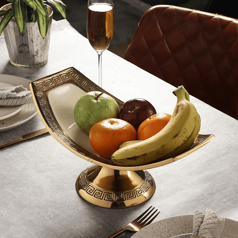 Versace Design Platter in Ivory Enamle & Gold Finish - Ouch Cart