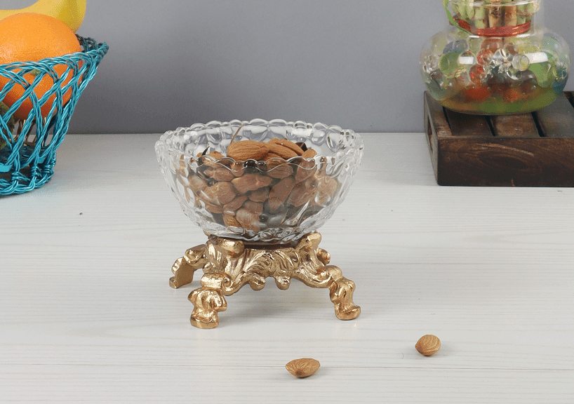 Four Legged Aristocrat's Glass Bowl (Gold) - Ouch Cart