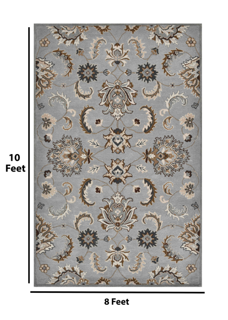 Saraswati Global Rug Luxury Handcrafted Floral Area Rug - 8x10 Feet, Premium Wool, Anti-Skid & Anti Slip Cotton Backing Carpet , Ideal for Bedroom, Living Room, and Dining Room, Kids Room, Office.