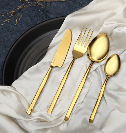 Artisan Dot Hammered Gold Cutlery Set - Ouch Cart