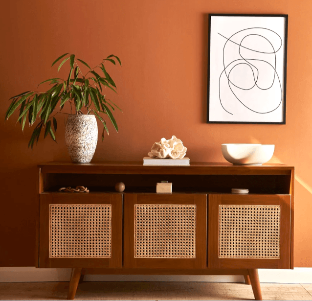 WOOD & RATTAN TV UNIT - Ouch Cart