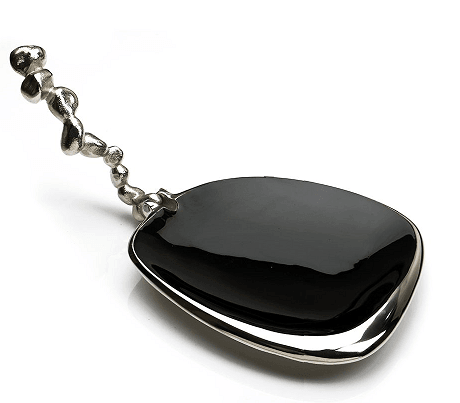 Stones Serving ware Jet Black enamle - Napkin Holder Silver - Ouch Cart