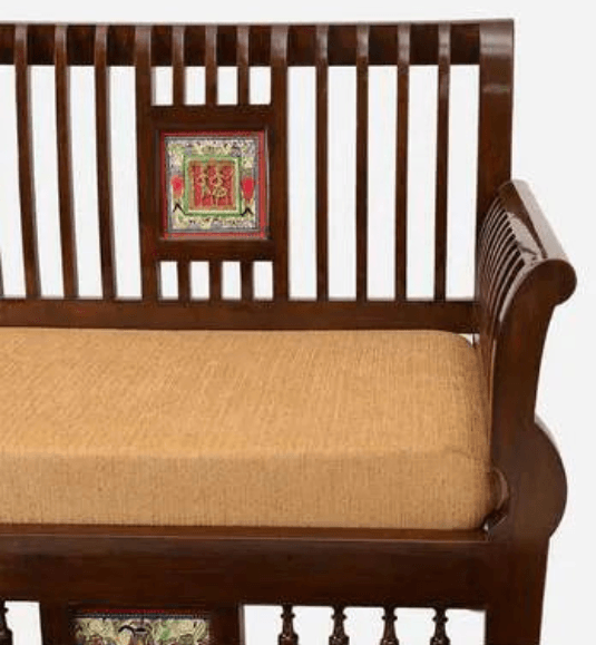 Solid Wood 3 Seater Sofa in Walnut Colour - Ouch Cart