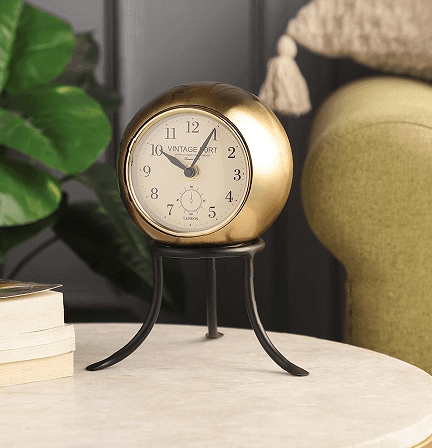 Seated Sphere Clock in Gold & Black Colour - Ouch Cart