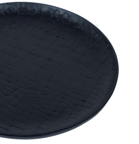 Black Circular tray in  Croc Pattern