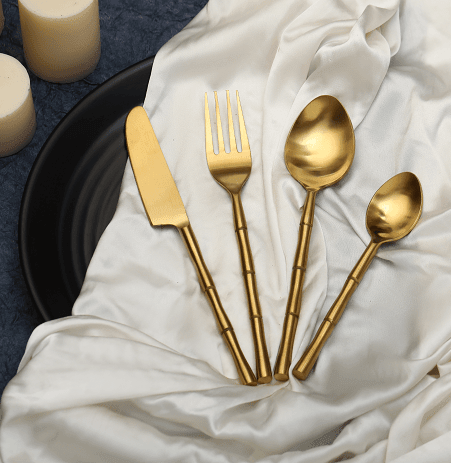 Bamboo Elegance Gold Cutlery Set - Ouch Cart