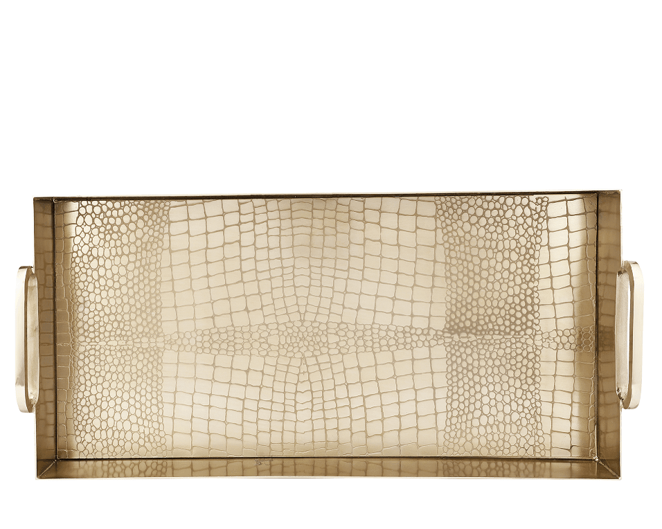 Hartley Gold Croc Tray with Handles - Ouch Cart