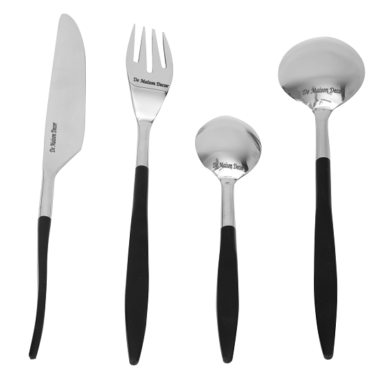 Midnight Opulence Black & Silver Cutlery Set