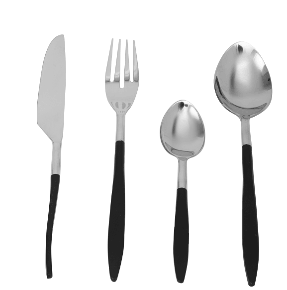 Midnight Opulence Black & Silver Cutlery Set - Ouch Cart