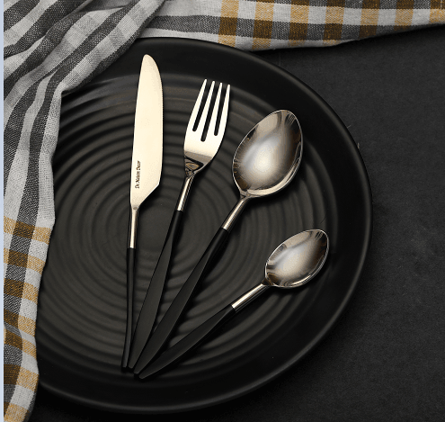Midnight Opulence Black & Silver Cutlery Set - Ouch Cart