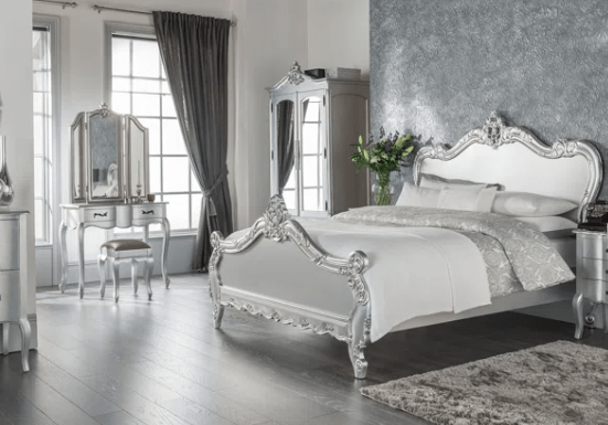 Estelle Silver Antique French Style Bed