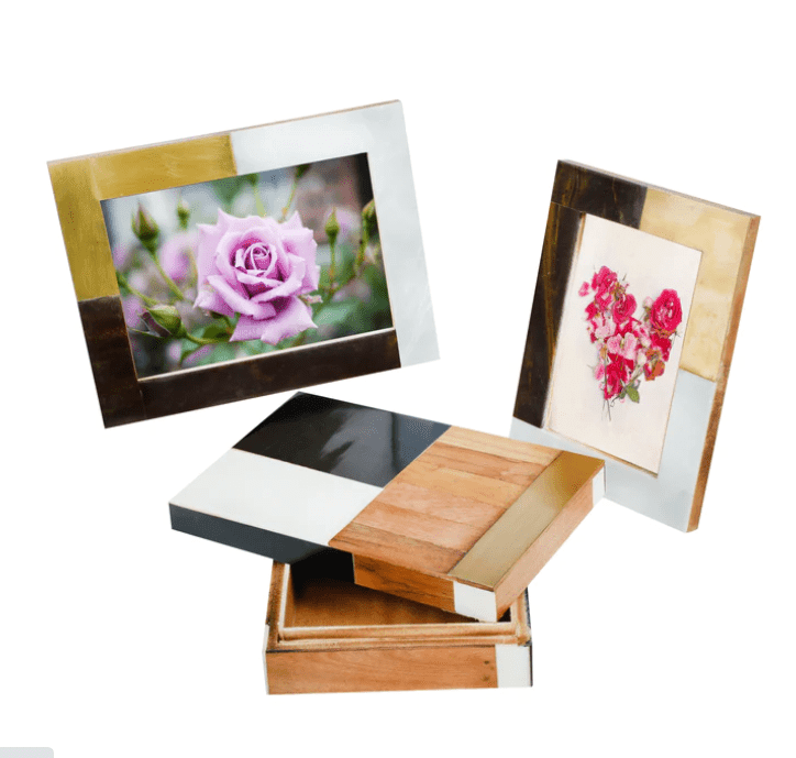 Stylish Photo Frames With Jewelry Box Combo In Brass , Marble and Wood By Fita - Ouch Cart