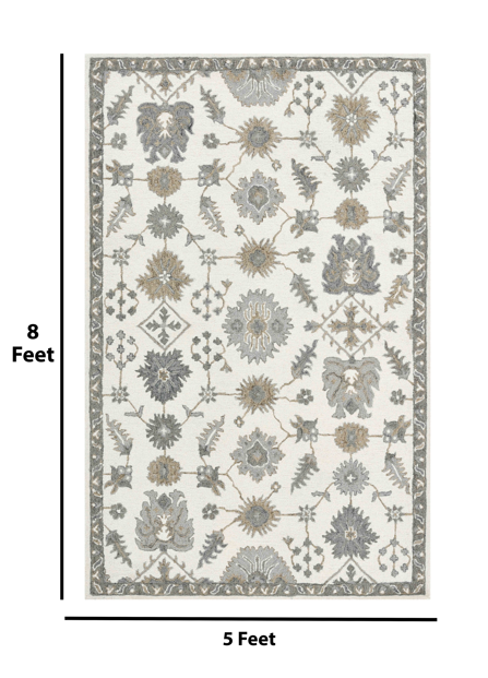 Saraswati Global Rug Handmade Area Rug 5x8 Feet, Premium Wool, Anti-Skid & Anti Slip Backing Carpet , Ideal for Bedroom, Living Room, and Dining Room, Kids Room, Office.