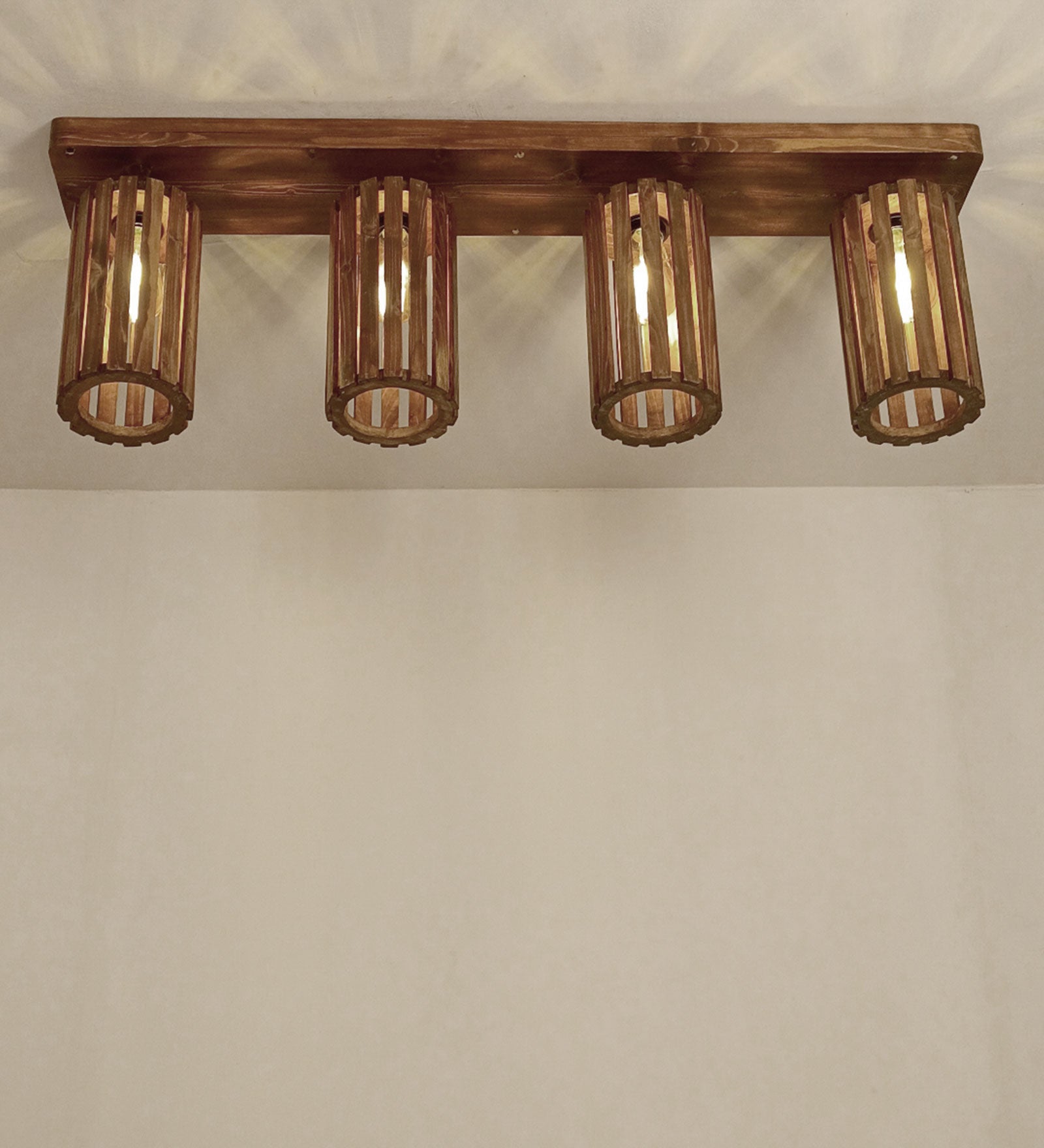 Casa Brown Wooden 4 Series Ceiling Lamp (BULB NOT INCLUDED)