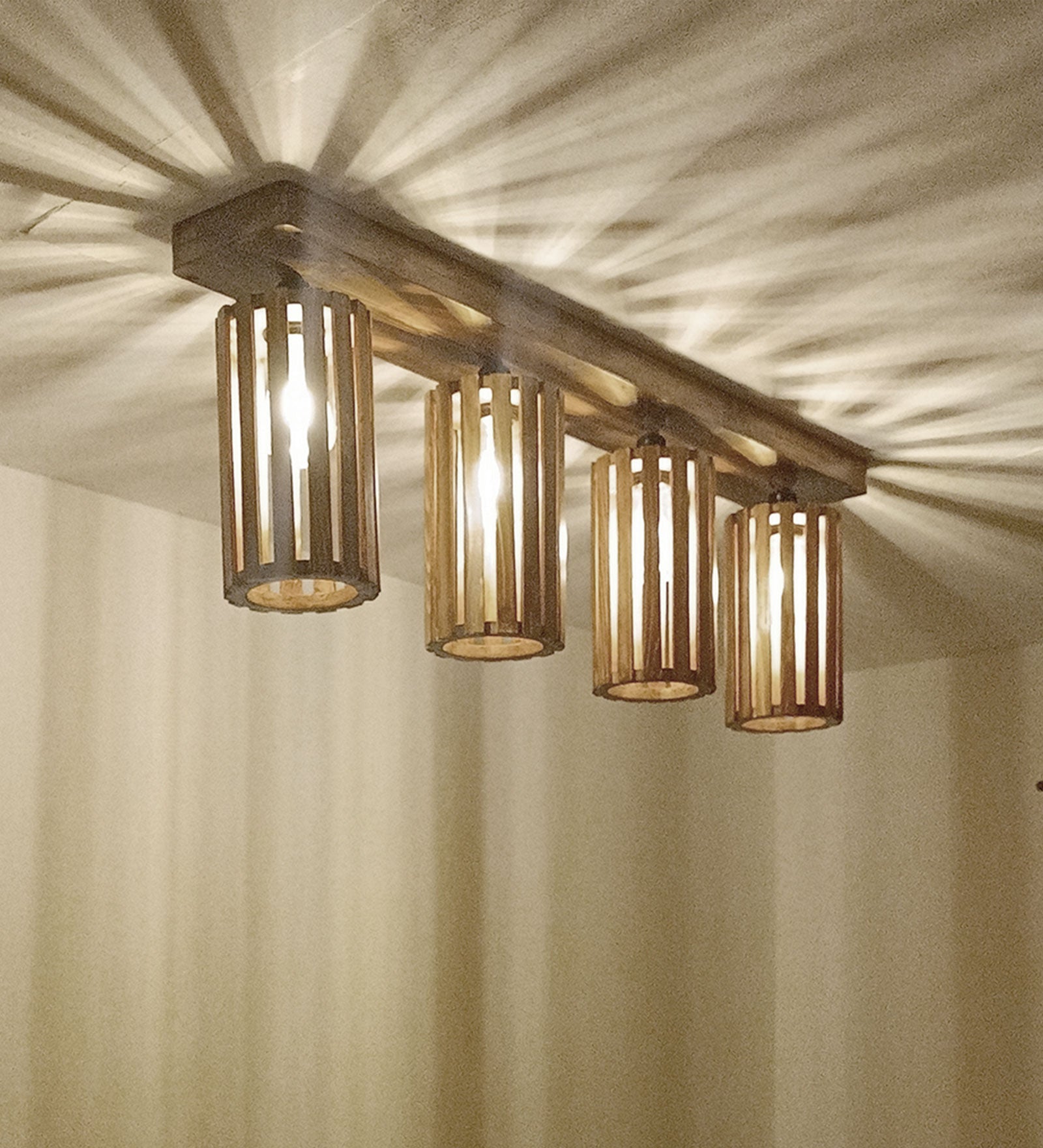 Casa Brown Wooden 4 Series Ceiling Lamp (BULB NOT INCLUDED)
