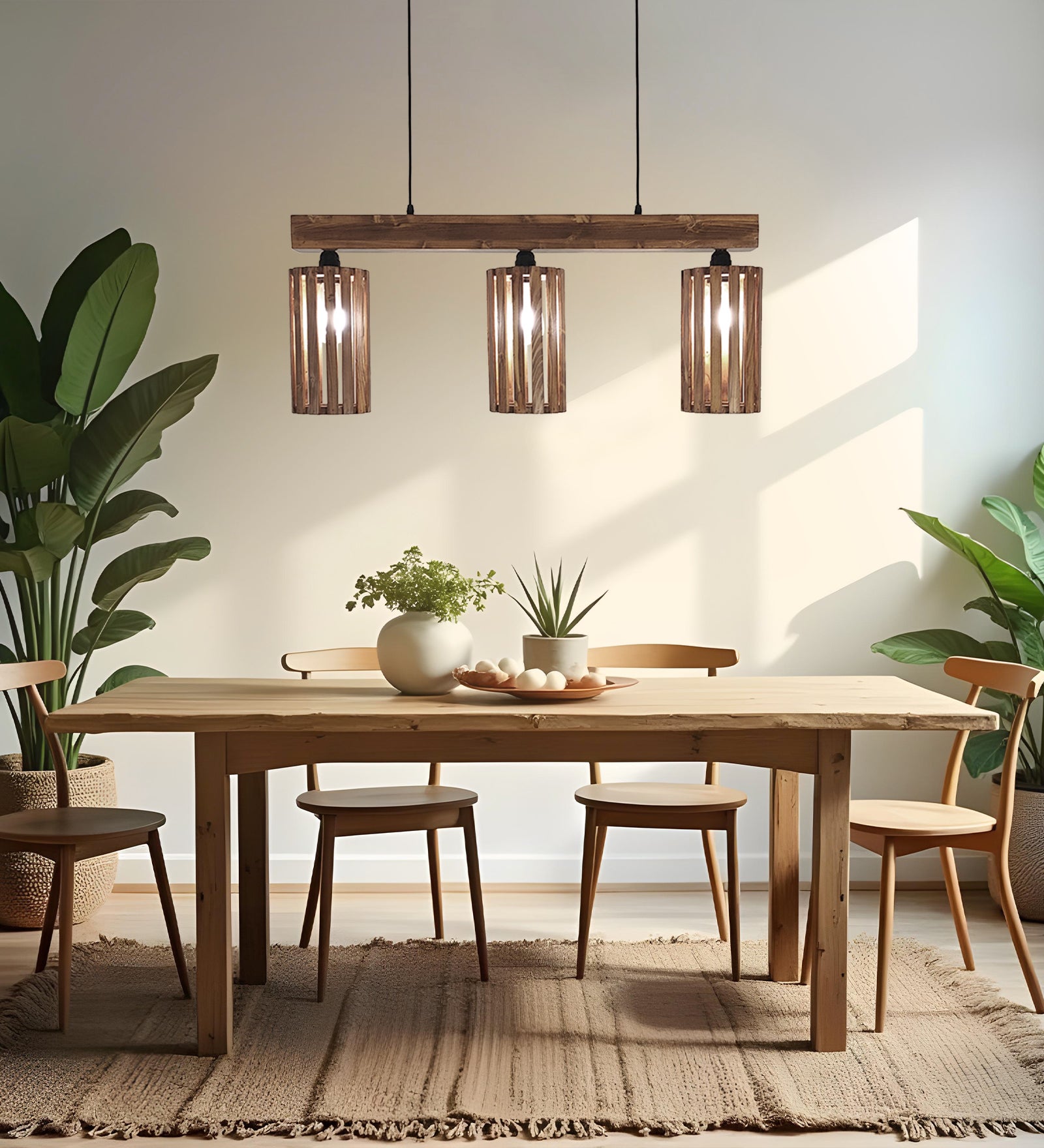 Casa Brown Wooden 3 Series Hanging Lamp