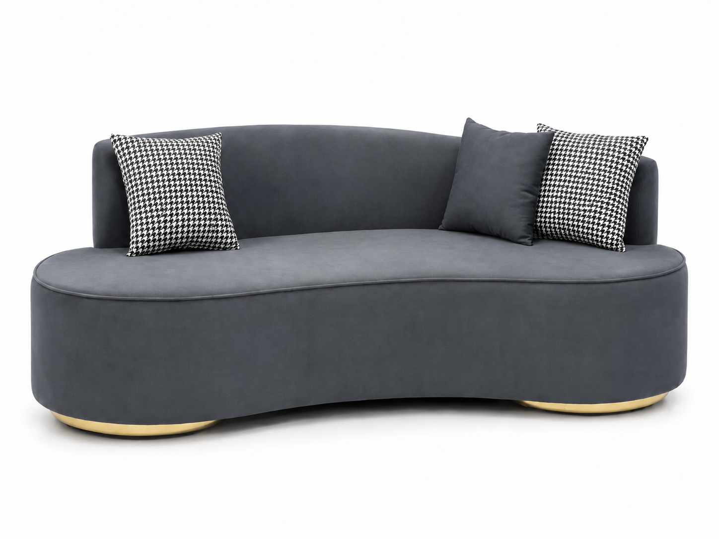 Boucle Fabric 3 Seater Curve Sofa In Melange Grey Colour Ouch Cart