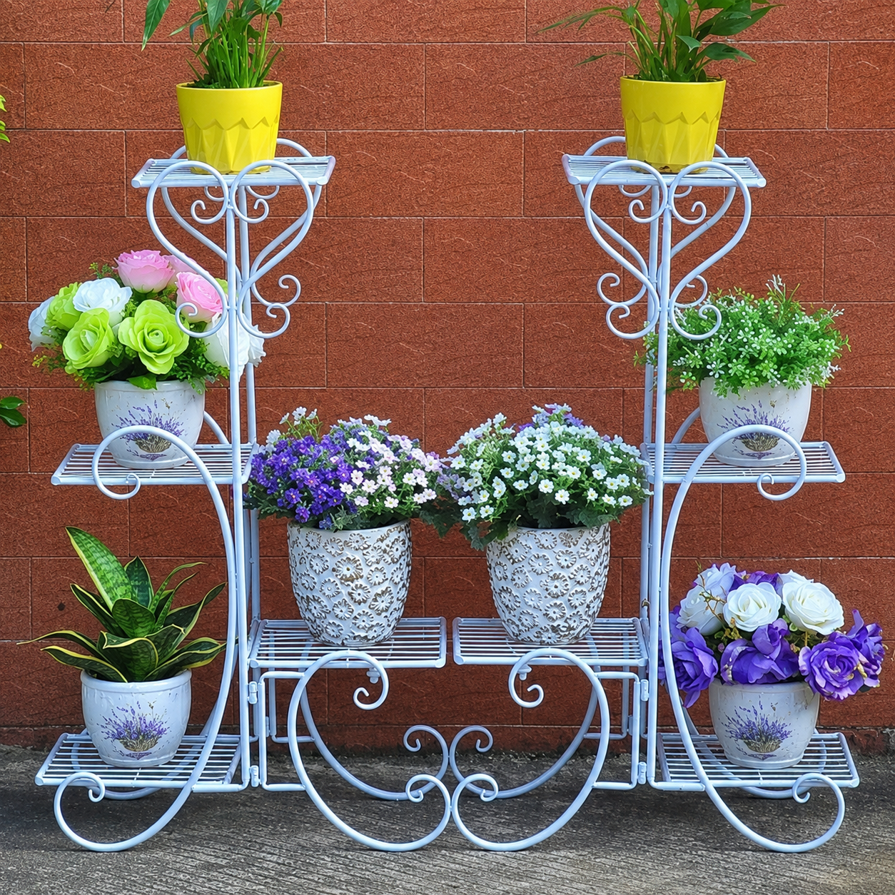 Metal Plant Stand Flower Holder Racks 8 Tier Shelves Patio Indoor Outdoor Garden Displaying Wrought Iron Flowers Planters Shelf Organizer