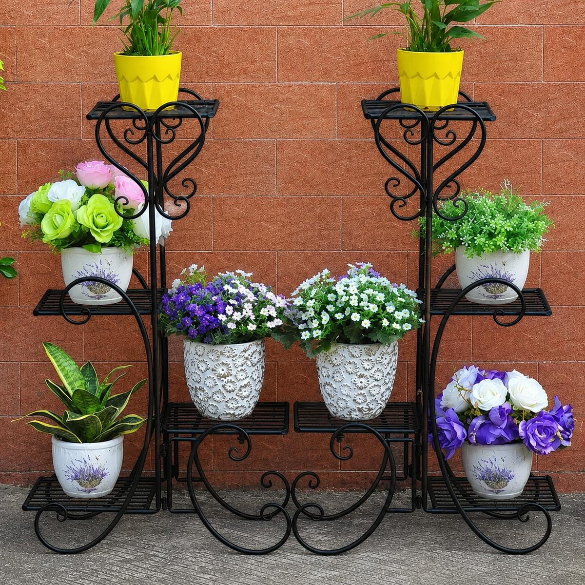 Metal Plant Stand Flower Holder Racks 8 Tier Shelves Patio Indoor Outdoor Garden Displaying Wrought Iron Flowers Planters Shelf Organizer