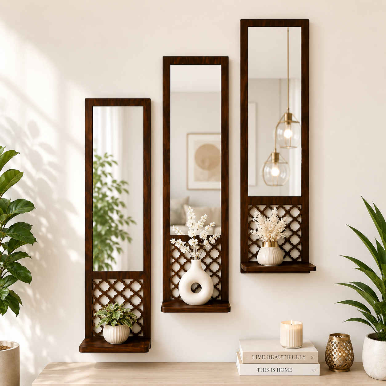 Designer Long Wall Mirror- Set of 3 Ouch Cart