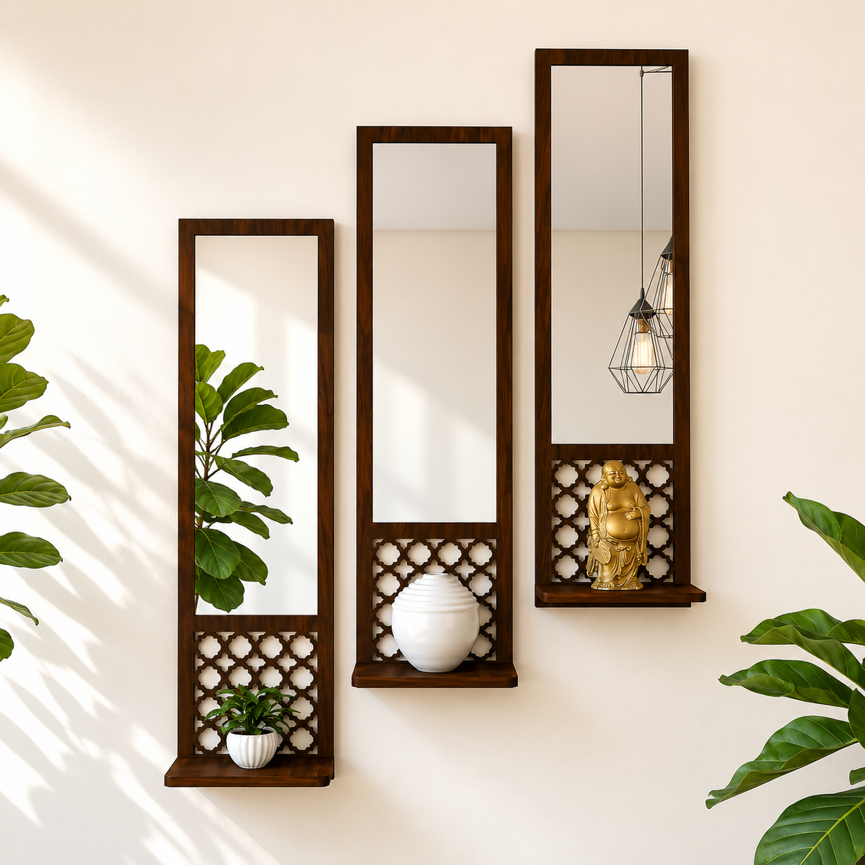 Designer Long Wall Mirror- Set of 3 Ouch Cart