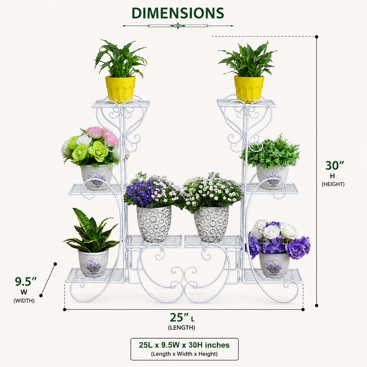 Metal Plant Stand Flower Holder Racks 8 Tier Shelves Patio Indoor Outdoor Garden Displaying Wrought Iron Flowers Planters Shelf Organizer