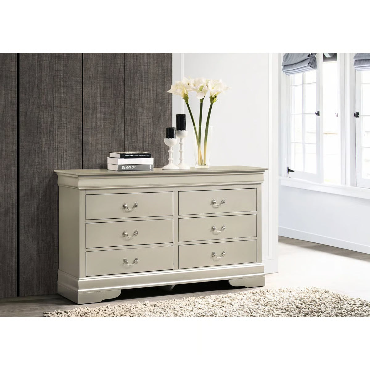 Silver Champagne Classic Dresser – Traditional Chest, Metal Gear Drawers & Elegant Design at OUCH CART -OUCH CART |Dressing table