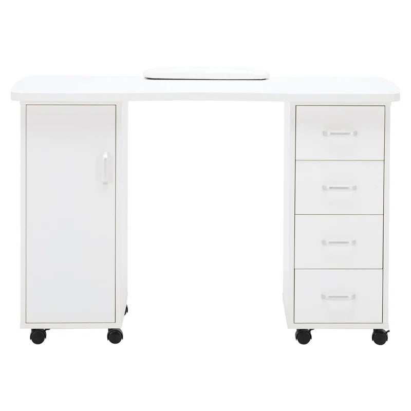 Nail Desk with Drawer Cabinet and Wheels, 47.2'' Vanity Makeup Desk