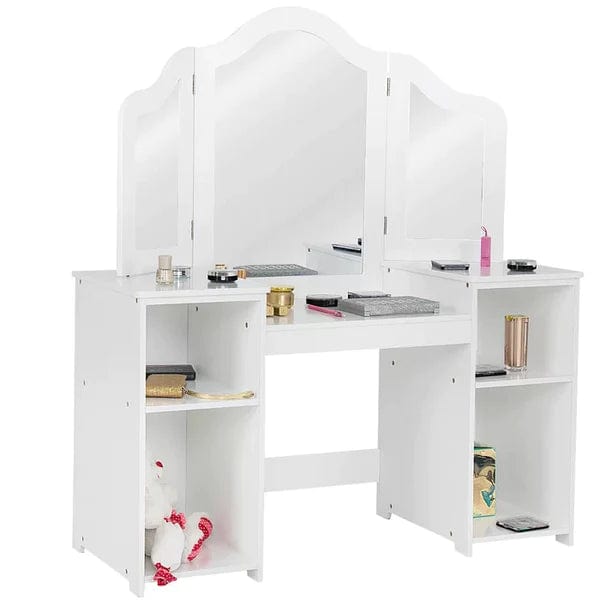 Luca Vanity Dressing Table With Mirror Save Makeup Vanity Dressing Table with 4 Shelves, Large Vanity Table Set for Bedroom