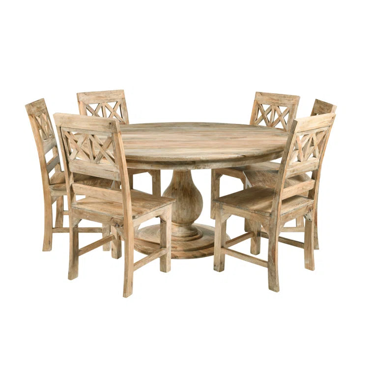 60" 7-piece Dining Set With 6 Dining Chairs Ouch Cart