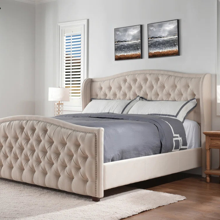 Coleman Upholstered Wingback Bed OUCH CART