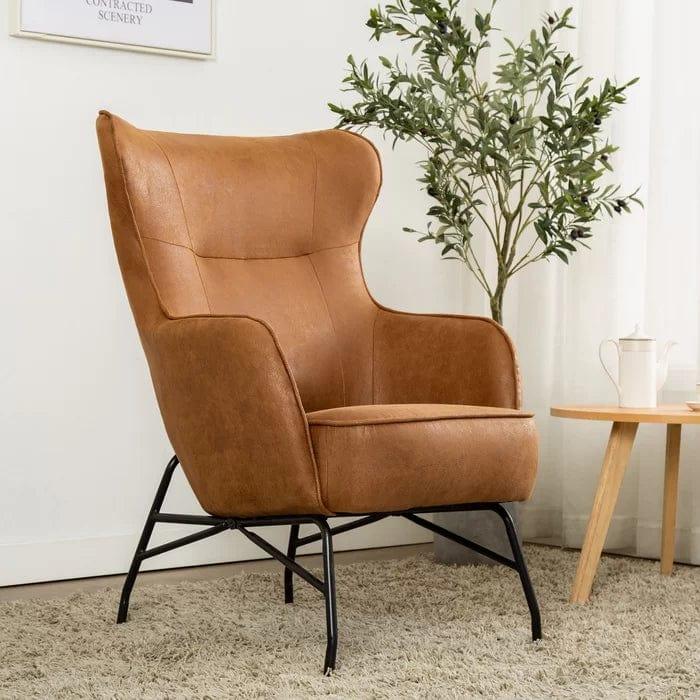 Colm Vegan Leather Wingback Chair - Ouch Cart
