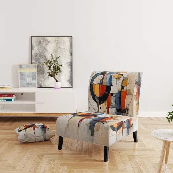 Patterned Accent Chair with Rich Italian Ink Print & Comfortable Upholstered Design